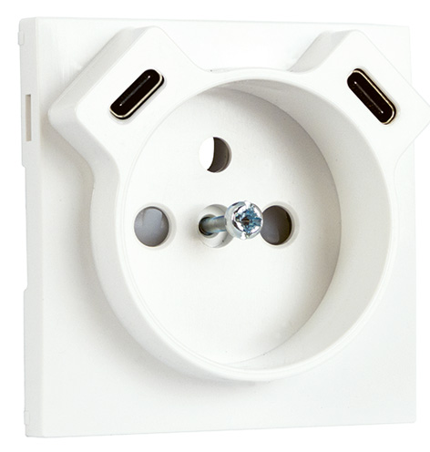 Centro para Tomada Francesa + USB C+C