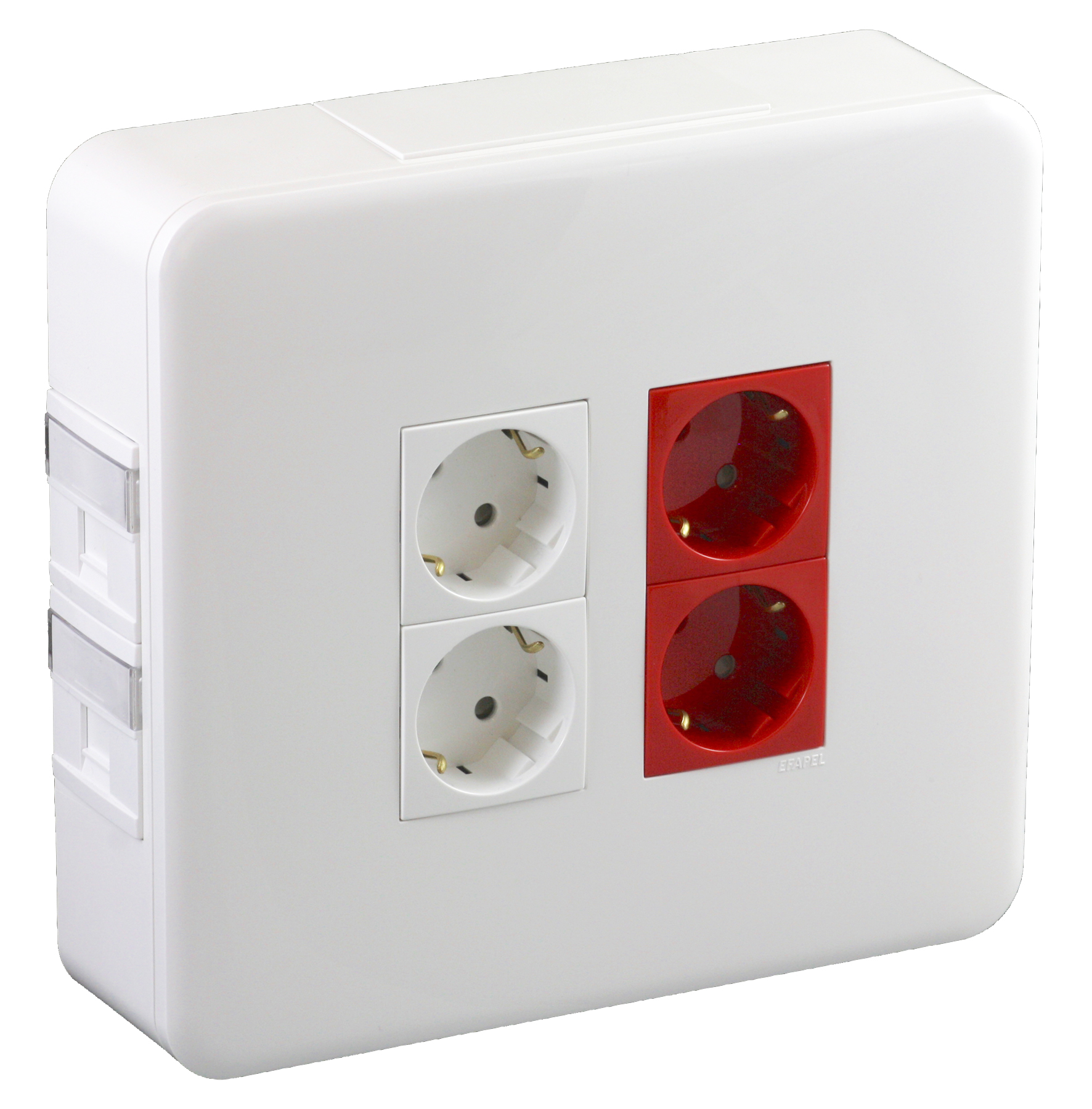 Poste de Travail Saillie 2x4 + 4x4 Modules avec 2 Schuko VM + 2 Schuko BR + 2 RJ