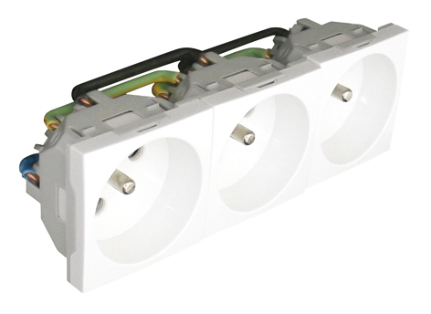 Prise Triple de Courant Française - 6 Modules